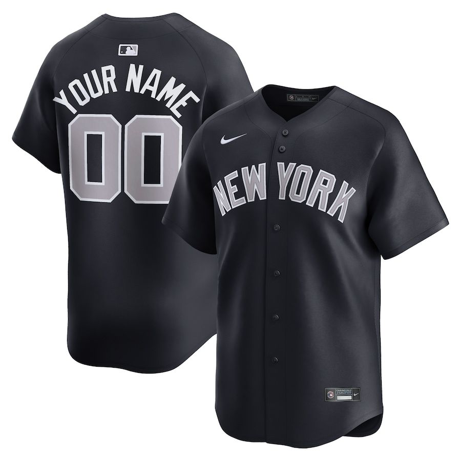 Men New York Yankees Nike Navy Alternate Limited Custom MLB Jersey